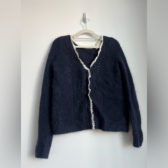 ✨ New Sezane Maryam wool sweater with lace details XXS - Picture 2 of 4